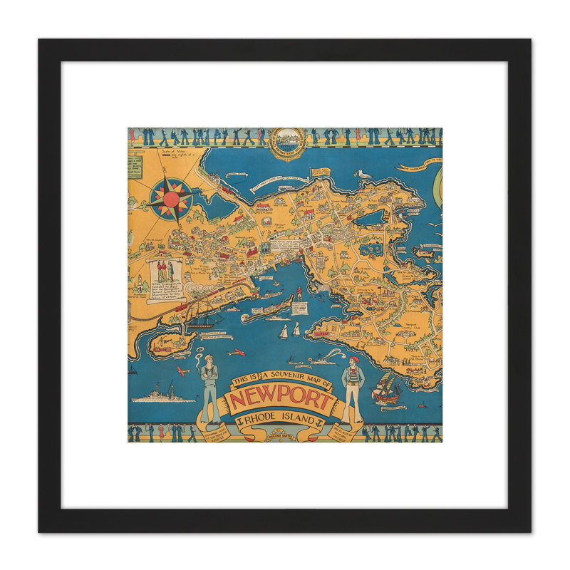 Map Barter 1945 Newport Rhode Island Souvenir - Single Picture Frame Print