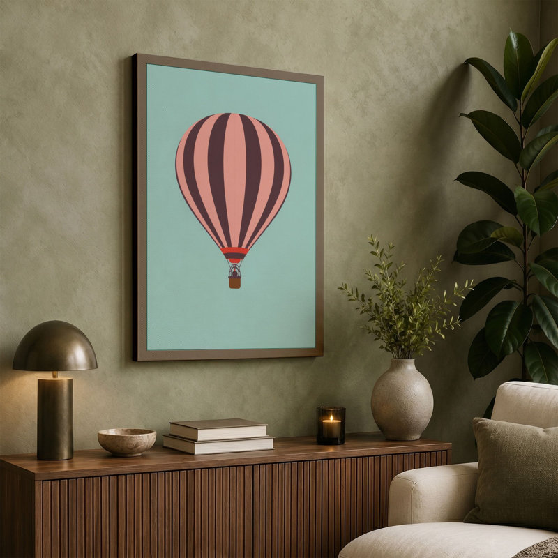 Hot Air Balloon Dream Minimalist - Wrapped Canvas, 30x20 - 76.2 x 50.8 cm, Ochre Border