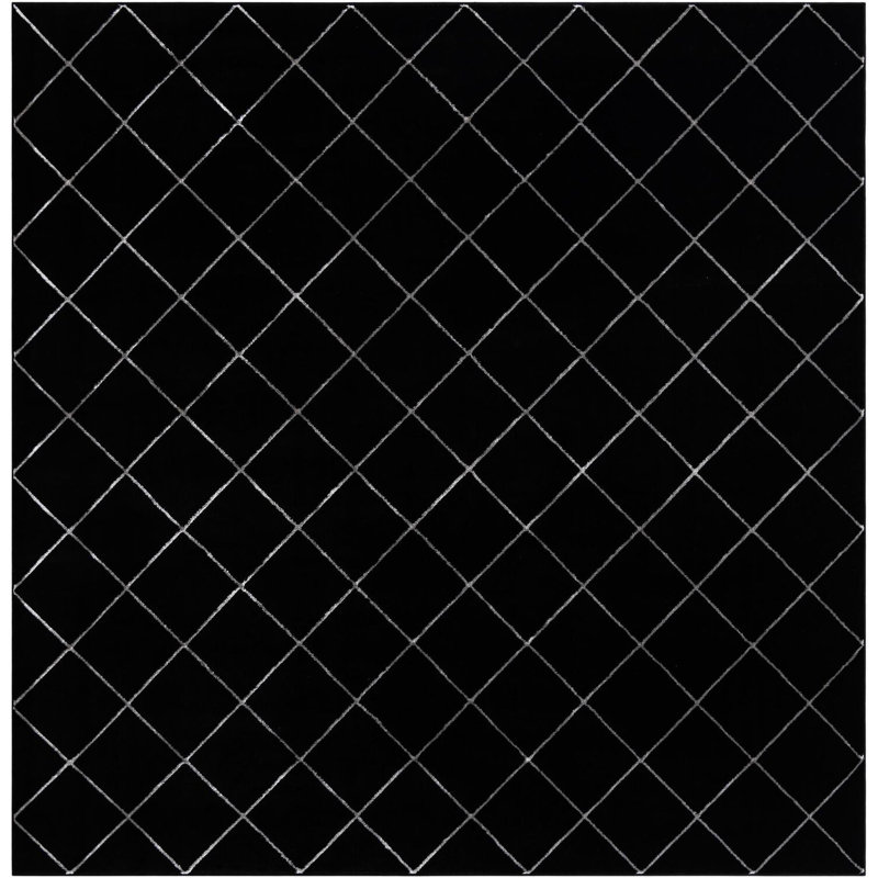 Tapis contemporain noir et argent Etowah, Carré 10 pi
