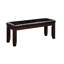 Banc de salle à manger à finition cerise de 48 pouces de large avec coussin de siège rembourré en cuir de polyuréthane noir pour pièce 20 pouces de haut, large, finition, banc, siège rembourré