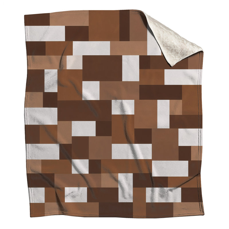 Brown White Geometric Blocks Blankets, 60in W x 80in H