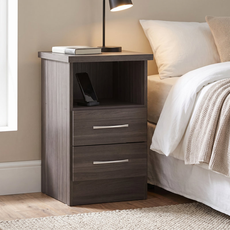 Cascio 2 Drawer Bedside Table, Black
