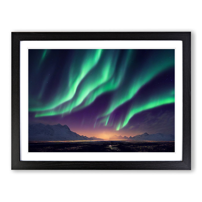 Fabulous Northern Lights - Single Picture Frame Print, Black Framed, 46cm H x 64cm W x 2cm D