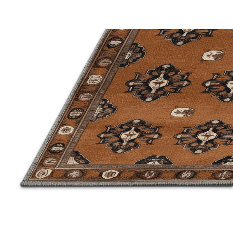 Tapis brun lavable à la machine, Rectangle 5 pi x 7 pi