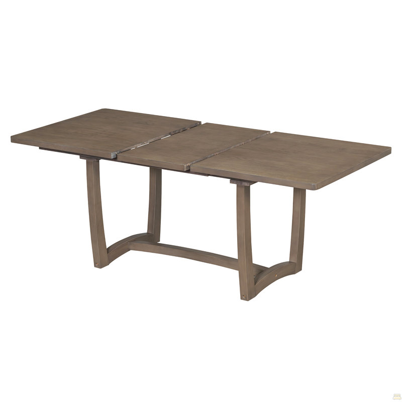 Ensemble de table de salle à manger extensible 7 pièces pour 6 personnes, table de cuisine rectangulaire avec 6 chaises rembourrées, chaises de salle à manger à dossier courbé pour la salle à manger (espresso)