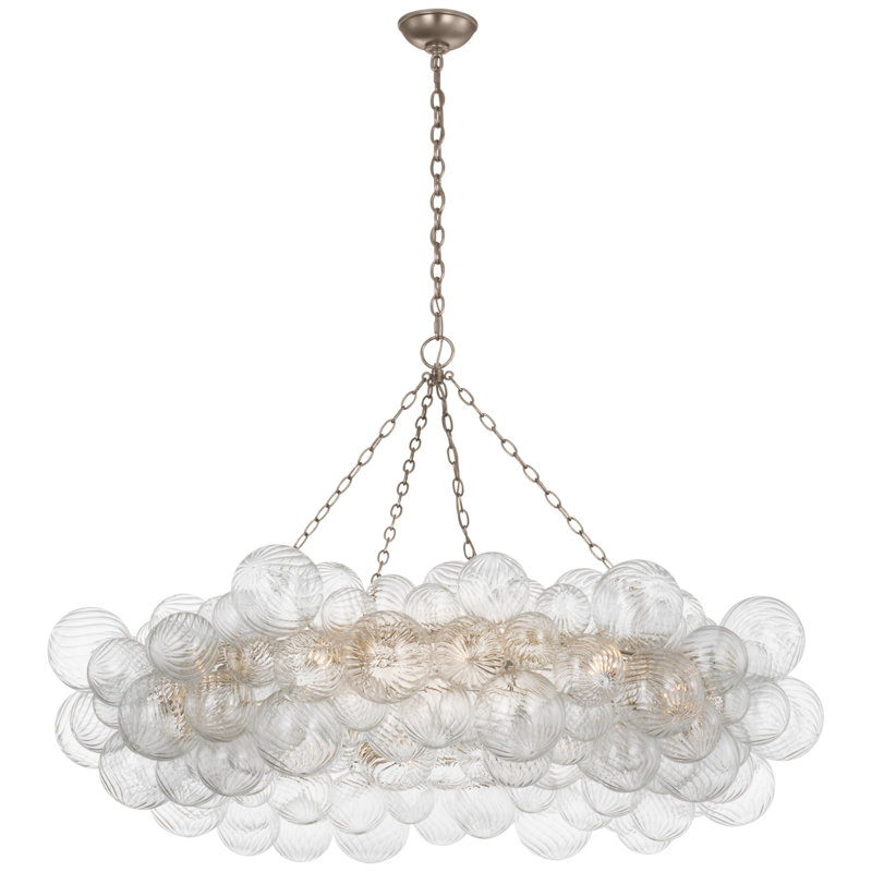 Talia 12 - Light Chandelier, Burnished Silver Leaf/Clear Swirled Glass