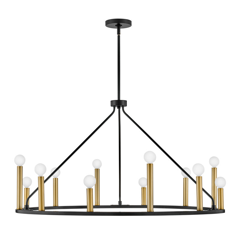 Ajla 12-Light Two-Tone Candle Wagon Wheel Chandelier