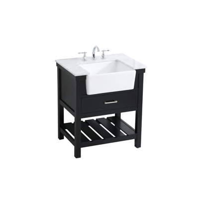 Pelaghia 30'' Single Bathroom Vanity with Marble Top