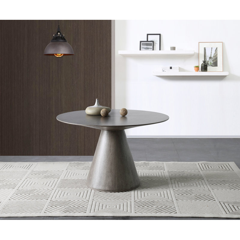 Bedlington Wood Pedestal Base Round Top Dining Table, Gray, 47" W x 47" L