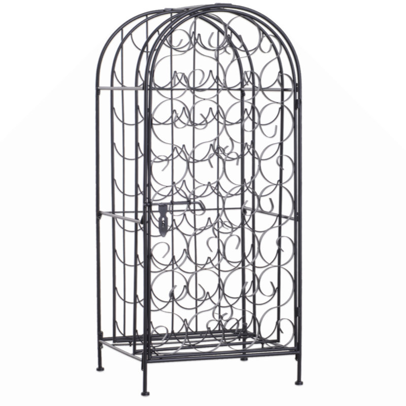 Armoire pour 35 bouteilles en fer forgé avec porte-bouteilles sur pied