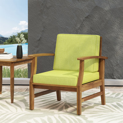 Set Of 2 Durable Acacia Wood Club Chairs With Water-Resistant Cushions For Outdoor Comfort And Style by George Oliver