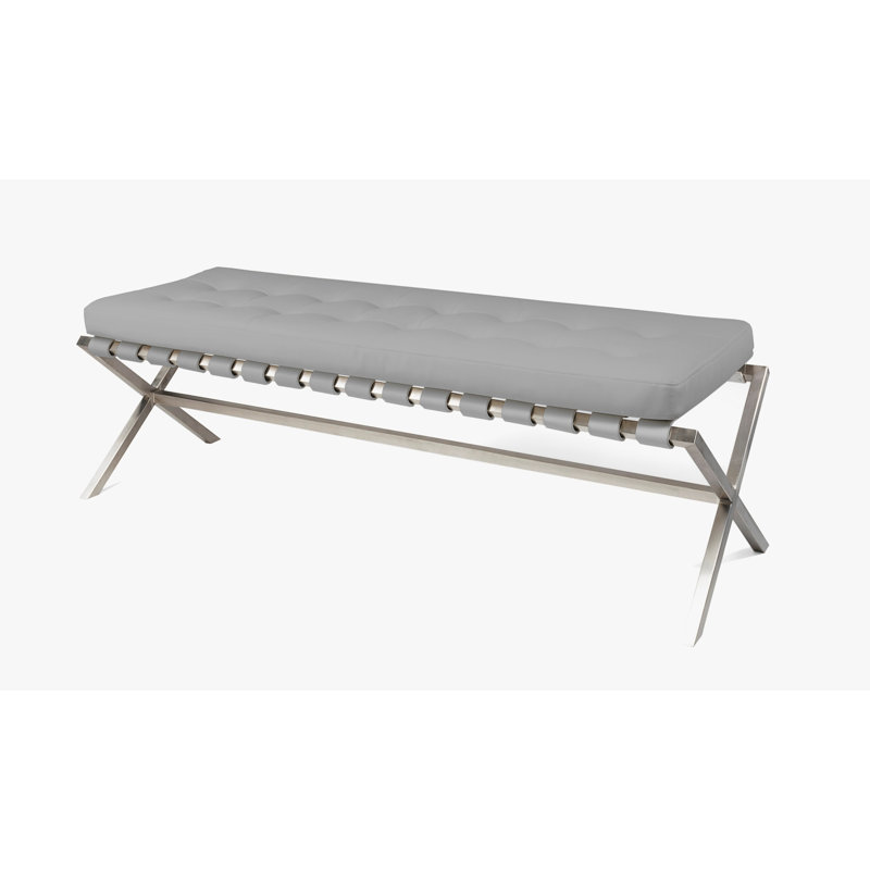Banc en similicuir Magby, gris