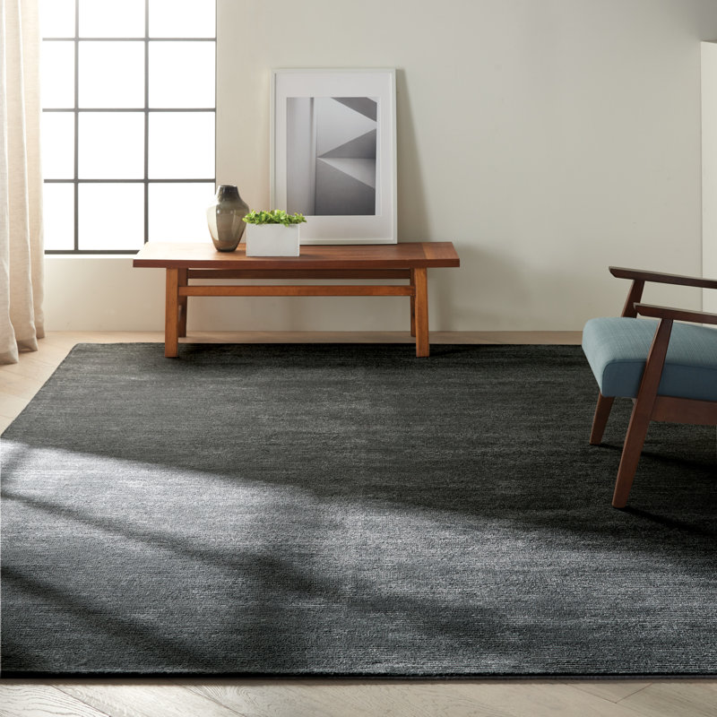 Tapis de zone noire noué la à la main modern Sacramento, Rectangle 7 pi 9 po x 9 pi 9 po