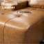 Similicuir brun désossé en forme de L modulaire, sans assemblage, mousse à mémoire de forme douce, 3 sièges, moderne Mid-Century, dossier coussiné avec méridienne, désossé, assise moelleuse,