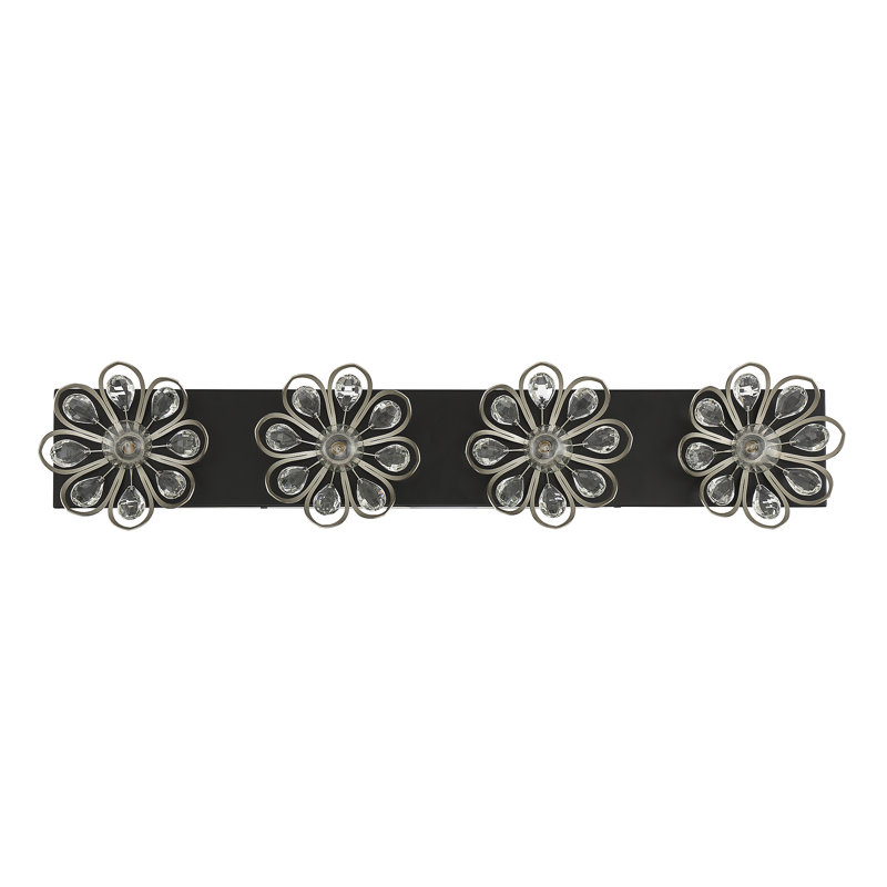 Éclairage pour meuble-lavabo de salle de bain 2 lumières Poppy en noir mat avec accents laiton chaud, Nickel satiné