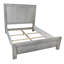 Très grand lit oriental en bois d'acacia avec tête de lit en rotin gris clair Salman-124174787