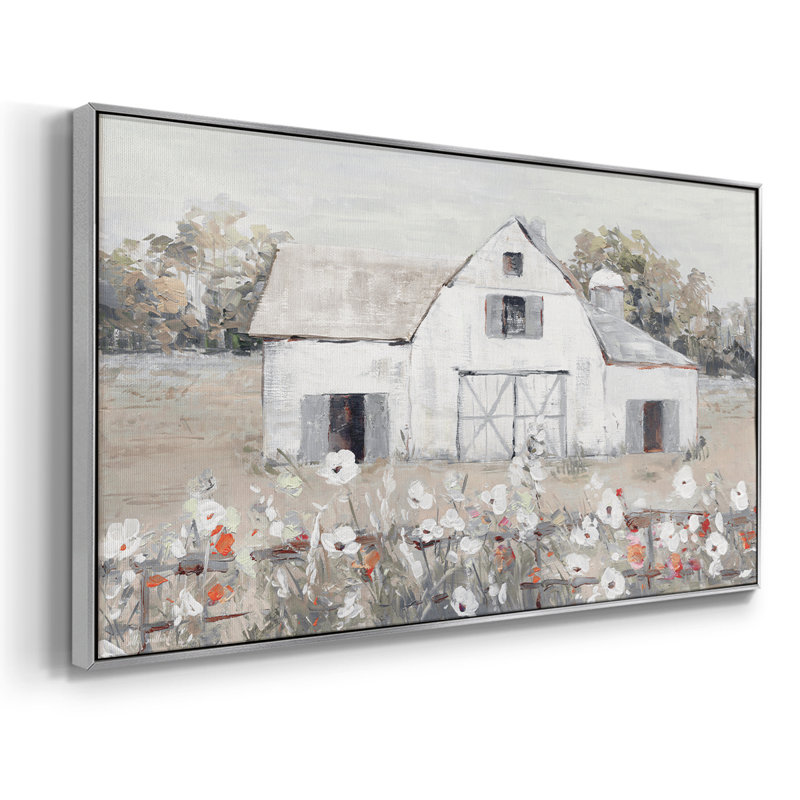 «Day On The Farm Boho», toile tendue avec châssis, prête à être accrochée, H 25 po x l 49 po, Argent argent