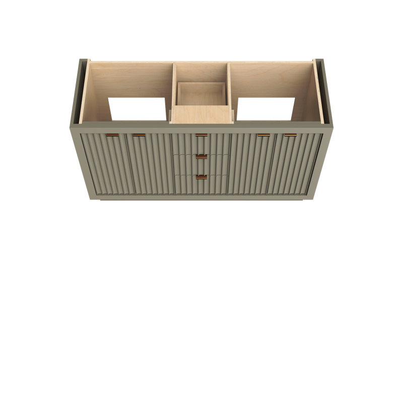 Lecrieú Double Bath Vanity, French Olive, 60", Champagne Bronze