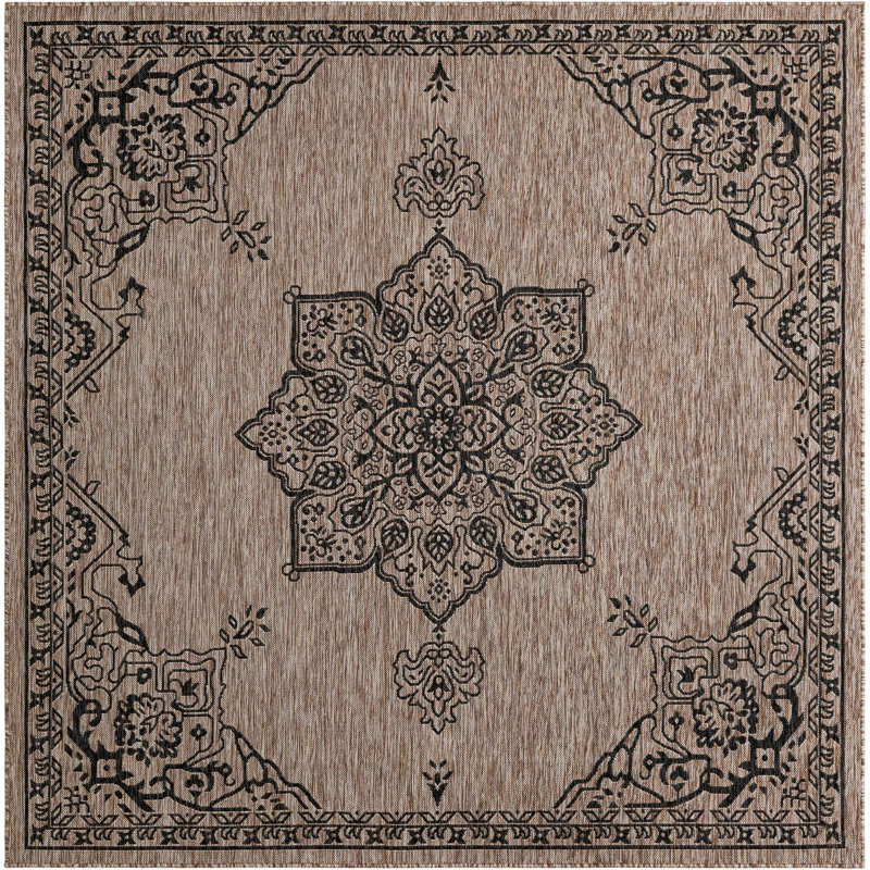 Tapis transitionnel Tollefson couleur chameau, Carré 7 pi 10 po