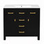 Ensemble de meuble-lavabo 36 po avec lavabo en céramique, armoire de salle de bain simple autoportante avec 4 tiroirs et 2 armoires, meuble de rangement pour la salle de bain, ensemble de meuble-lavabo avec cadre en bois massif-120329925