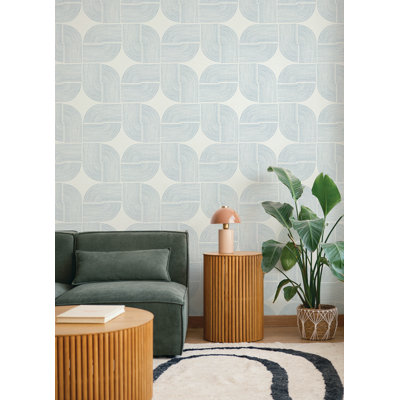 Savoye Dark Blue Spiral Arches Wallpaper