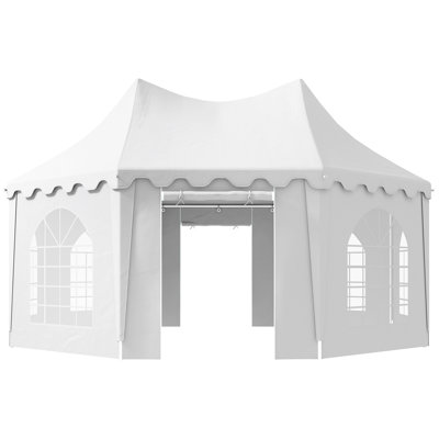 22.3 x 16.4 ft Party Tent, Heavy Duty Outdoot Canopy Tent with 2 Doors and 6 Windows, American Flag