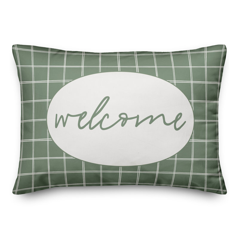  Housse de coussin rectangulaire et insert Welcome, Vert