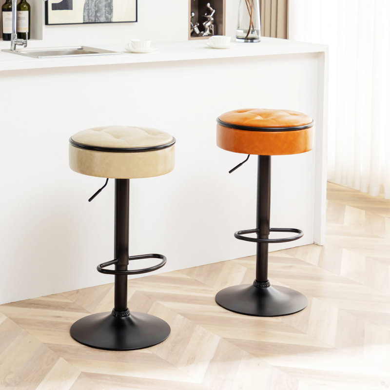 Round Storage Bar Stool Set Of 2, Brown