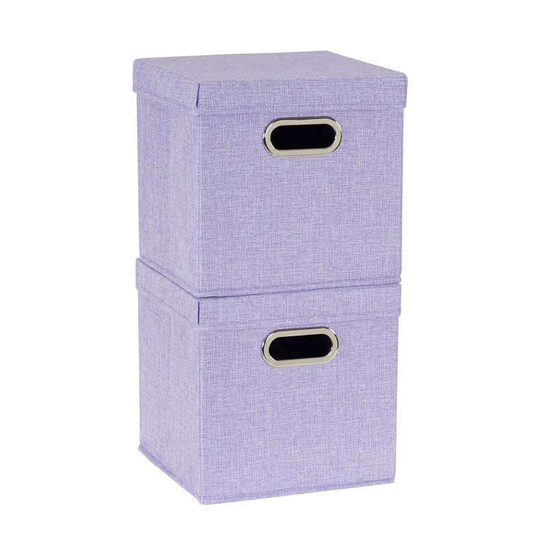 Lavender Fabric Collapsible Storage Cube Set with Lids, 11"