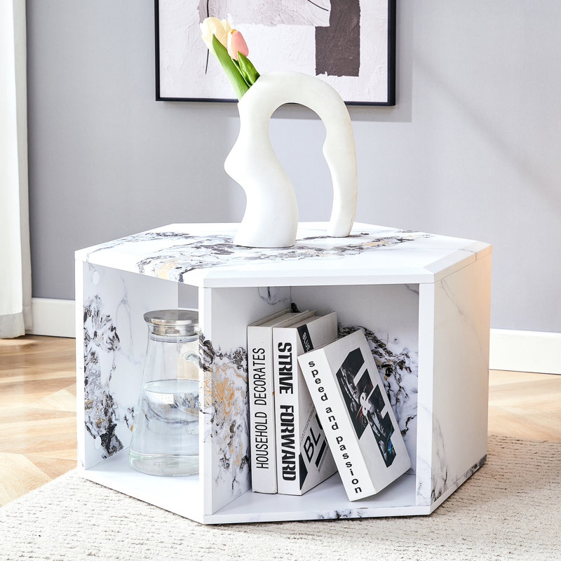 Hexagonal Coffee Table - Characteristic Stickers, Extra Storage With Multi Design, Simple Yet Stylish For Any Scene, Smooth And Easy To Clean, Stable & Load-bearing, Modern Outline, Space Stand-up,