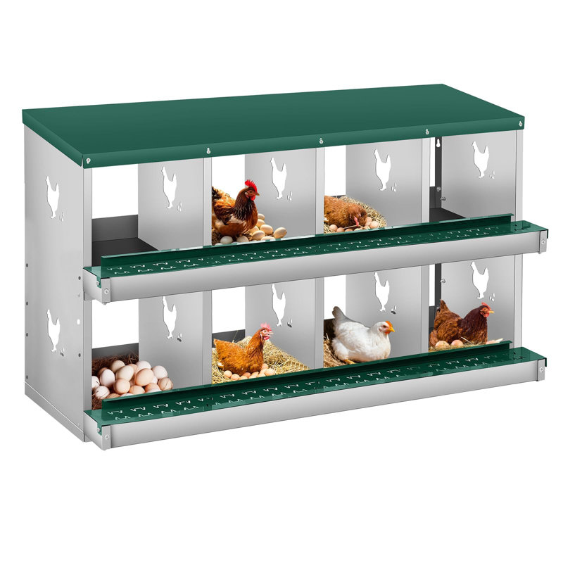 Boîte de nidification de poulet à 8 compartiments, nid de volaille autoportant à 2 couches pour poulets, poules, canards, boîtes de poules en métal