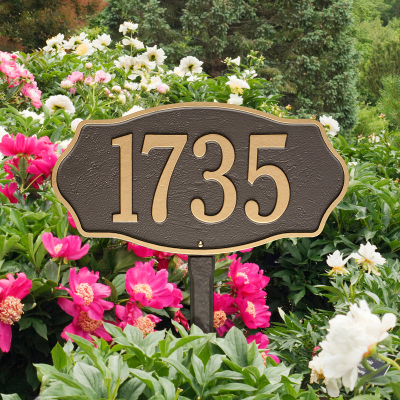 Hampshire 1-Line Lawn Address Sign, Bronze/Gold, Yes