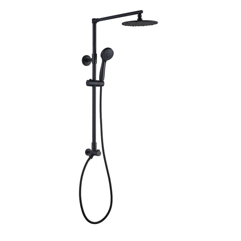 Polaris Matte Black Adjustable Rain Shower System with Handheld Spray