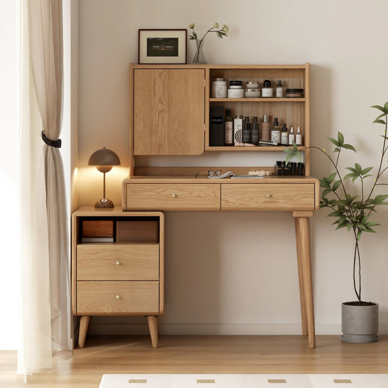 Coiffeuse en bois de frêne massif, Natural, Yes