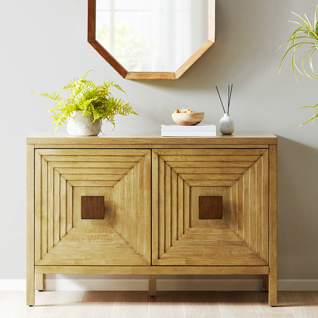 Gaebriel 18.01'' Wide Elm Solid Wood Sideboard Mid Century Moern Sideboard Storage Cabinet Living Room Cabinet Loon Peak®