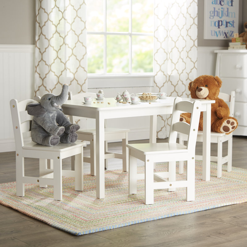 Briyon Kids 5 Piece Play Or Activity Table and Chair Set, White
