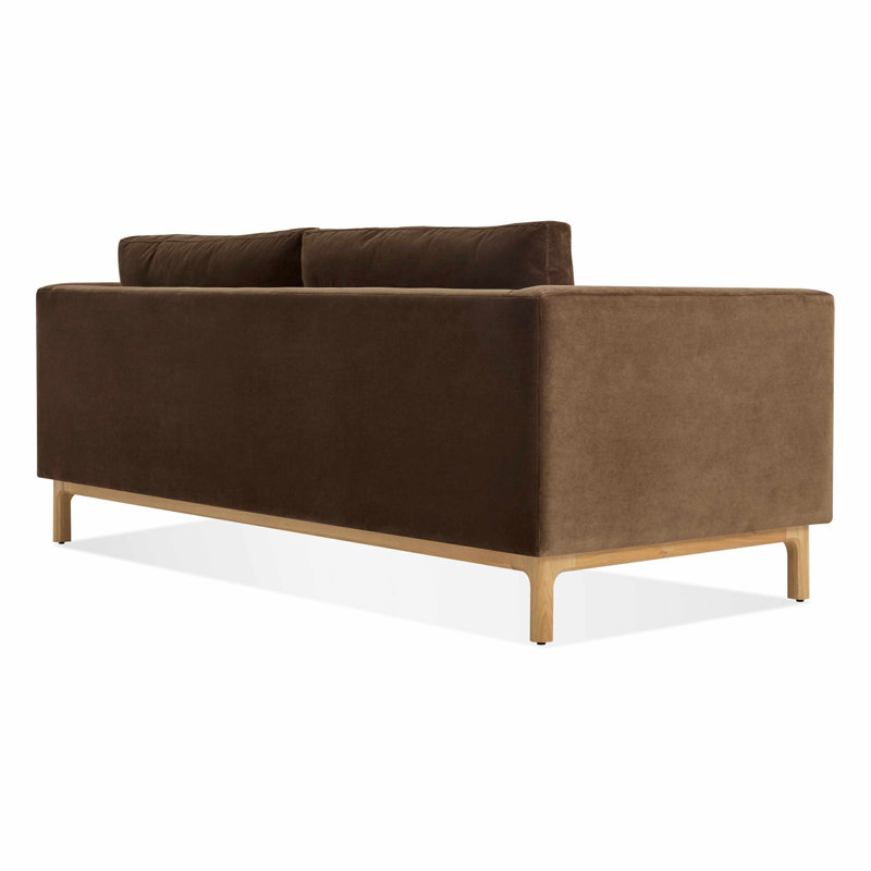 Guide Sofa, 31" H x 96" W x 36" D, White Oak, Coffee Velvet Polyester Blend