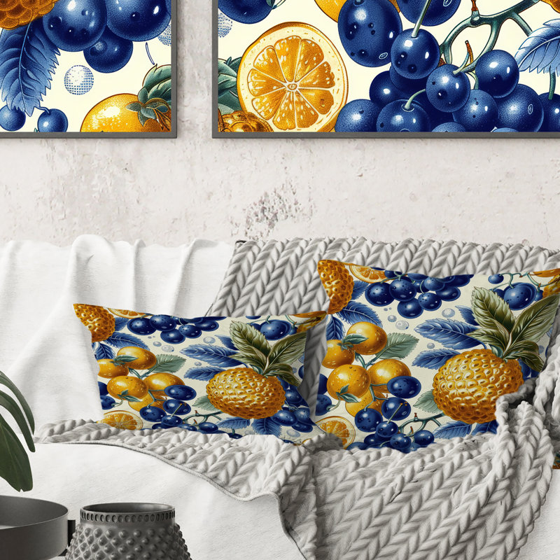Coussin lombaire à motif de fruits