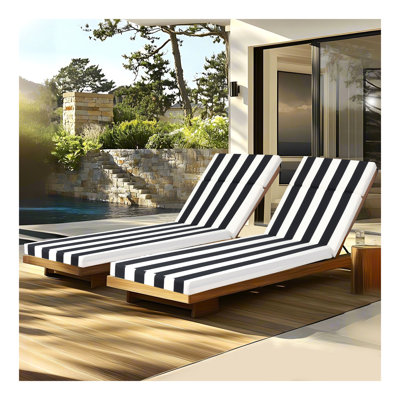Ensemble de 2 pièces Coussin de chaise longue pour l'intérieur et l'extérieur Coussin de meuble d'extérieur avec attaches