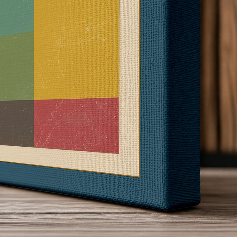 Constructivist Forms Geometric - Wrapped Canvas, 30x20 - 76.2 x 50.8 cm, Teal Border