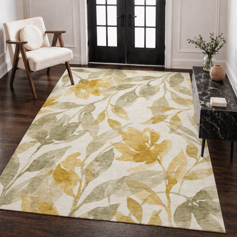 Tapis tropical intérieur / extérieur lavable à la machine Chantille ACN2960, Lin, 5 pi x 7 pi 6 po