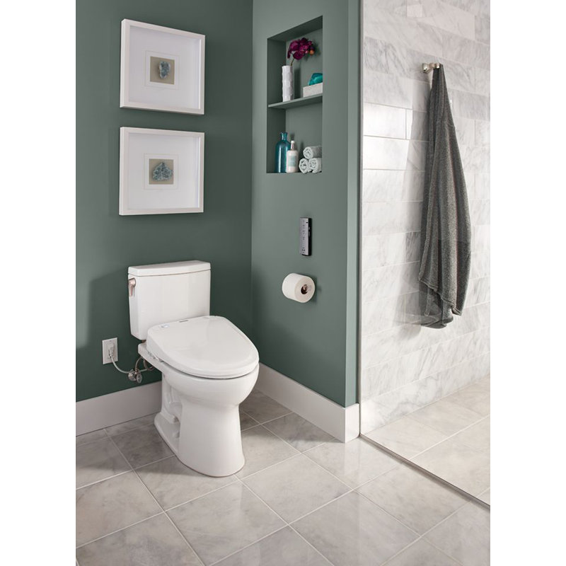 Entrada™ 1.28 GPF Elongated Two-Piece Toilet (Seat Not Included), Right Hand Lever, Cotton White