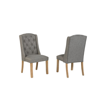 Winged Dining Chairs With Button Tufted Back