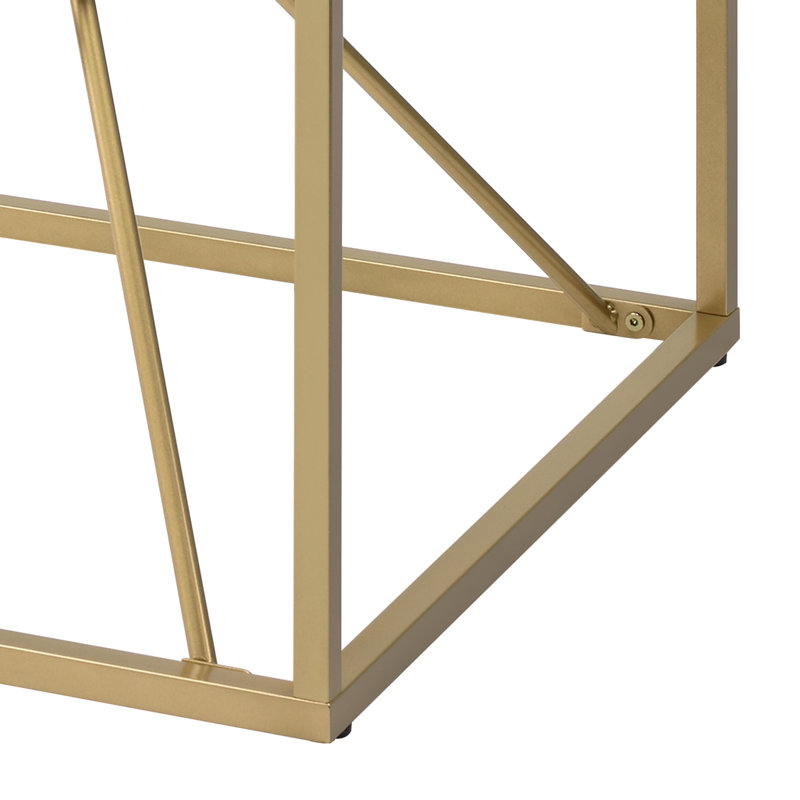 Matte Gold End Table with Glass Top