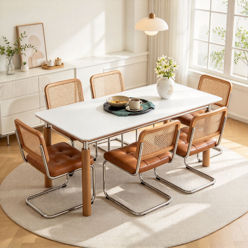 Table de salle à manger Mid-Century, H 29,5 po x l 55,1 po x P 31,5 po, 7