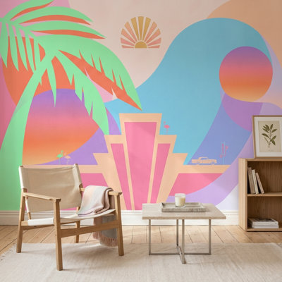 Papier peint Art déco Miami Vibe Tropical