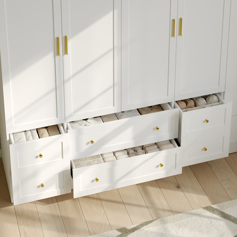 Système d'angle avec 6 portes et 6 tiroirs, Blanc