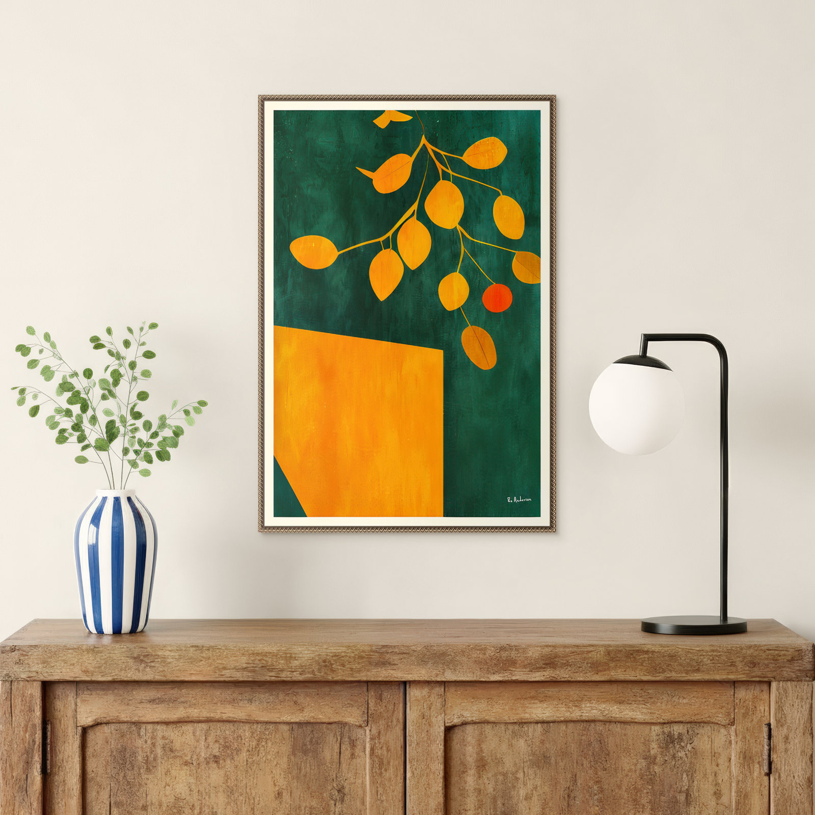 Golden Autumn Leaves by Bo Anderson, 33" H x 23" W x 2" D