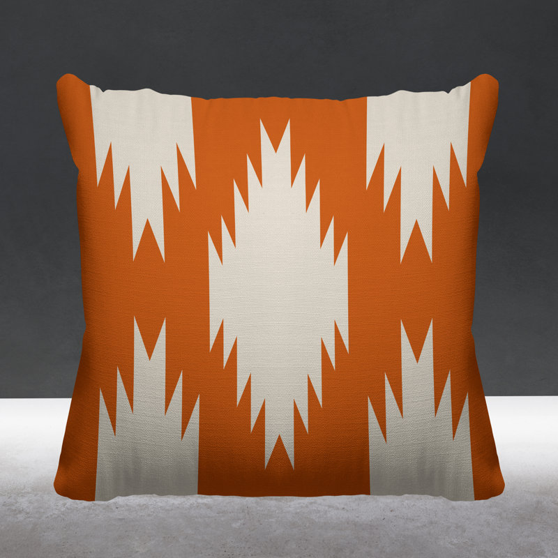 Coussin intérieur / extérieur Yuma Southwestern, Orange, L 15 po x H 15 po