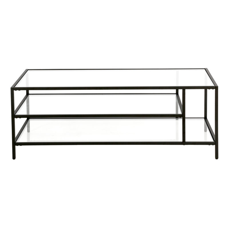 Winthrop Four Leg Coffee Table with Storage, Blackened Bronze